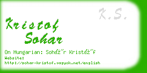 kristof sohar business card